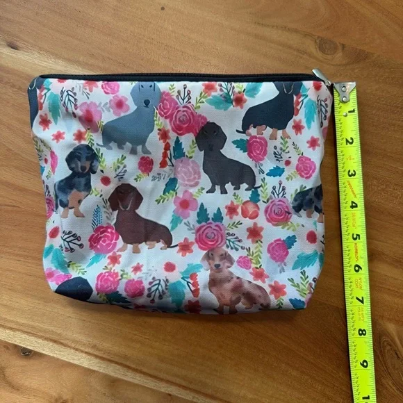 Makeup bag Floral Dachshund Print Pouch - Picture 2 of 4